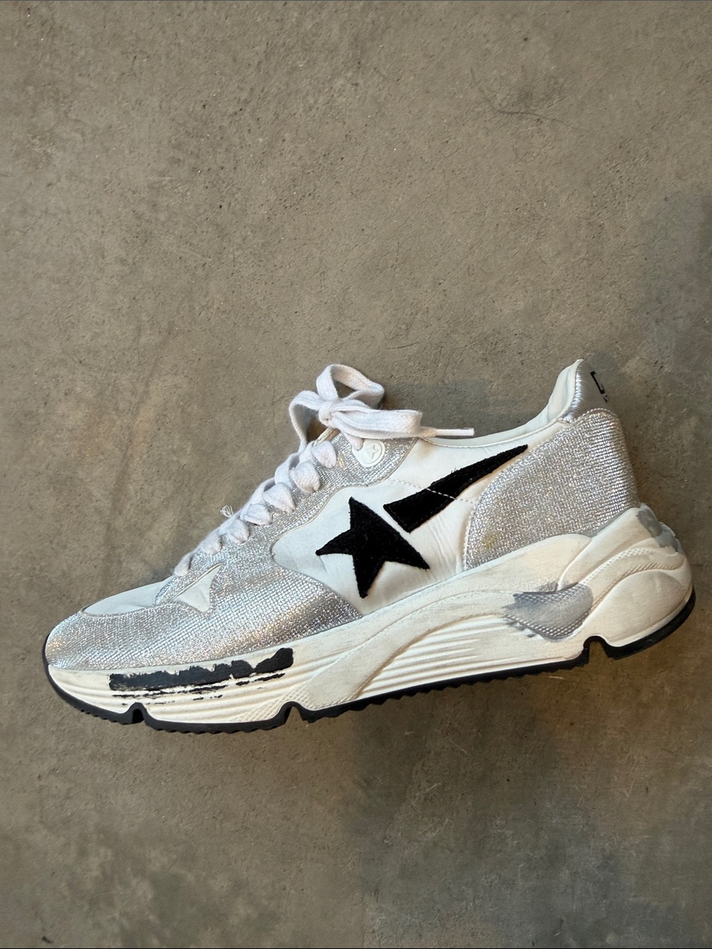 Golden Goose White & Silver Star Accent Sneakers